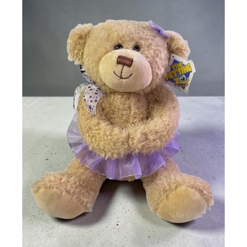 The Petting Zoo Plush Bear Purple Tutu Bow 12” NWT Stuffed Animal